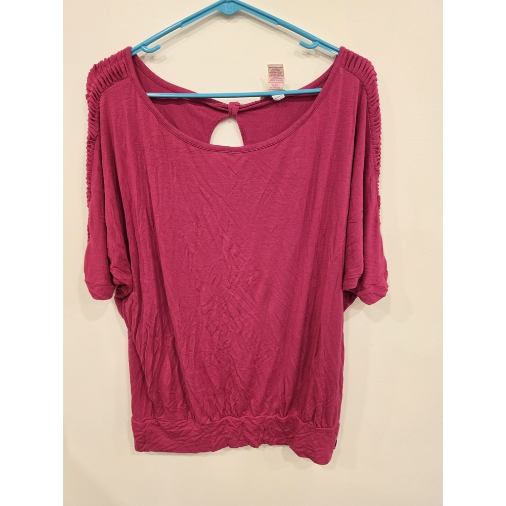 Y2K Candie's Magenta Slouchy Dolman Top XL Oversized Off Shoulder Wide Neck